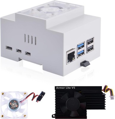 Raspberry Pi 5 DIN Rail Gehäuse mit Armor Lite V5 Active Cooler für Hutschiene