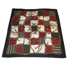 Vintage Equestrian Scarf 33  Square Blue,Red, White Horse Theme Regal Fashion