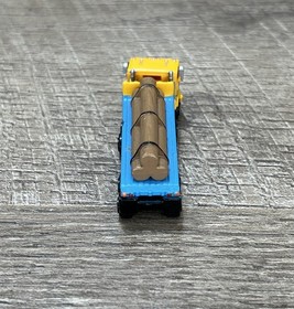 Vintage 1980s Micro Machines Truck Semi Flatbed Logging Yellow & Blue Galoob