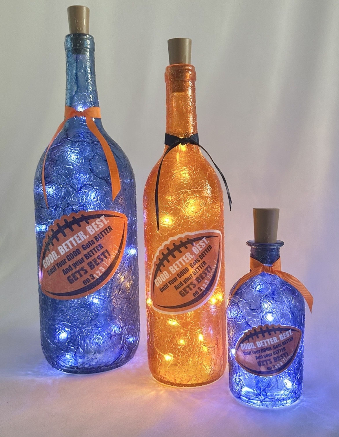 Chicago Bears Lightup Wine Bottles Set of 3 Gift for Fans