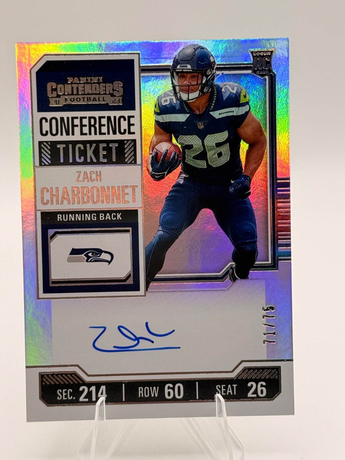 2023 Panini Contenders Zach Charbonnet RC Conference Ticket On Card AUTO /75