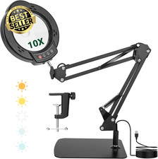 2-In-1 Hobby Tool Magnifiers, 15X 10X Magnifying Glass with Light and Stand, LED