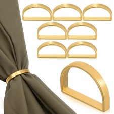 8Pcs Gold Napkin Rings Set Decorative Zinc Alloy Napkin Holders for Dinner Table