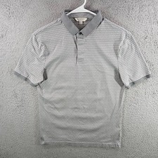 Marks and Spencer Autograph Mens's Polo Shirt Supima Cotton Gray Geometric Sz S