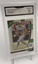 JUSTIN HERBERT ROOKIE Card 2020 Panini PRIZM DRAFT PICKS 102 grade GMA GEM MT 10. rookie card picture