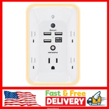 Outlet Extender & Night Light,Multi Plug Outlet,USB Wall Charger Surge Protector