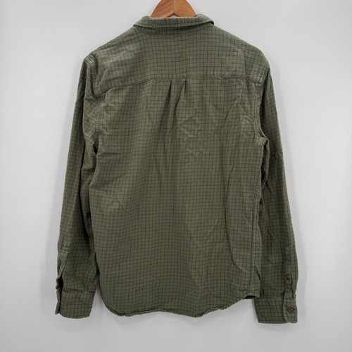 Camisa con botones manga larga a cuadros verde oliva de franela grande de capa marina para hombre - Imagen 3 de 7