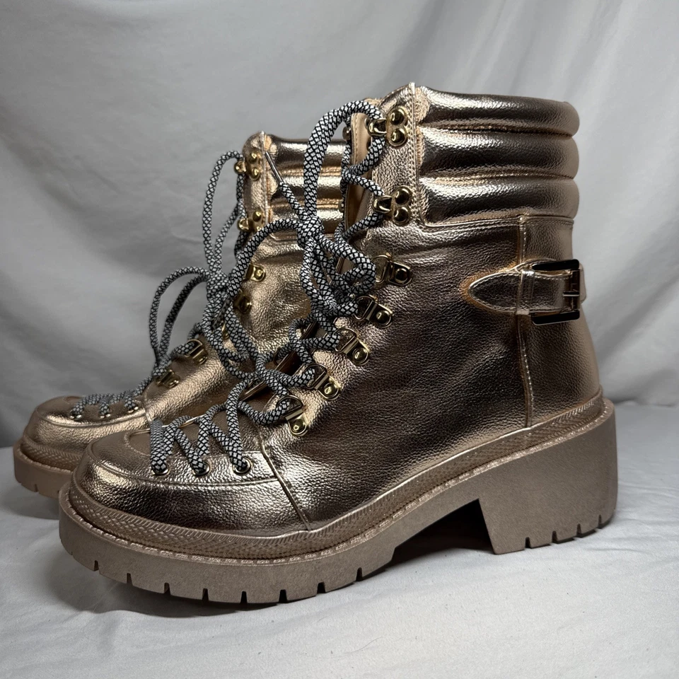Botas de combate gruesas Cape Robbin oro rosa con cordones Summit para mujer talla 11 M Rave Foto 2 de 4