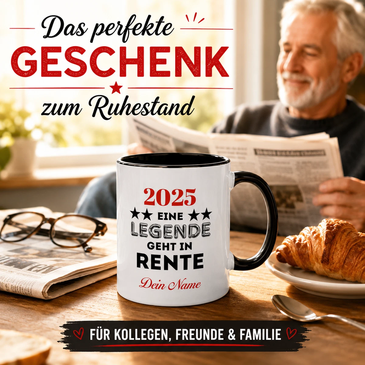 Personalisierte Rentner Tasse mit Name & Jahr Geschenk Rente Ruhestand