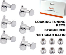 Genuine Fender LOCKING TUNERS STRAT/TELE Tuning Keys Staggered Machine Heads