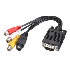 VGA to RCA Cable, 3RCA  S-Video Adapter VGA Cable for TV PC Computer