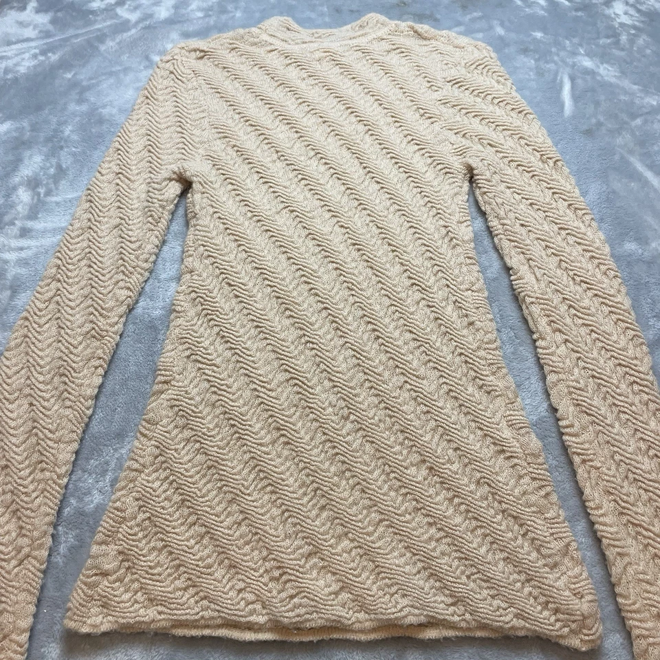 Sundance Scrunch Verve Sweater Womens S Tan Slouch Wool Blend Mock Neck Boho - Image 3 of 4