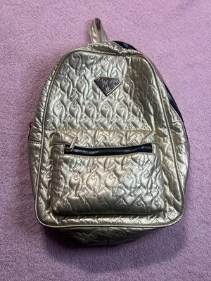 Baby Phat Gold Colored Backpack 11x14  Y2K Style Adjustable Straps Logo Design
