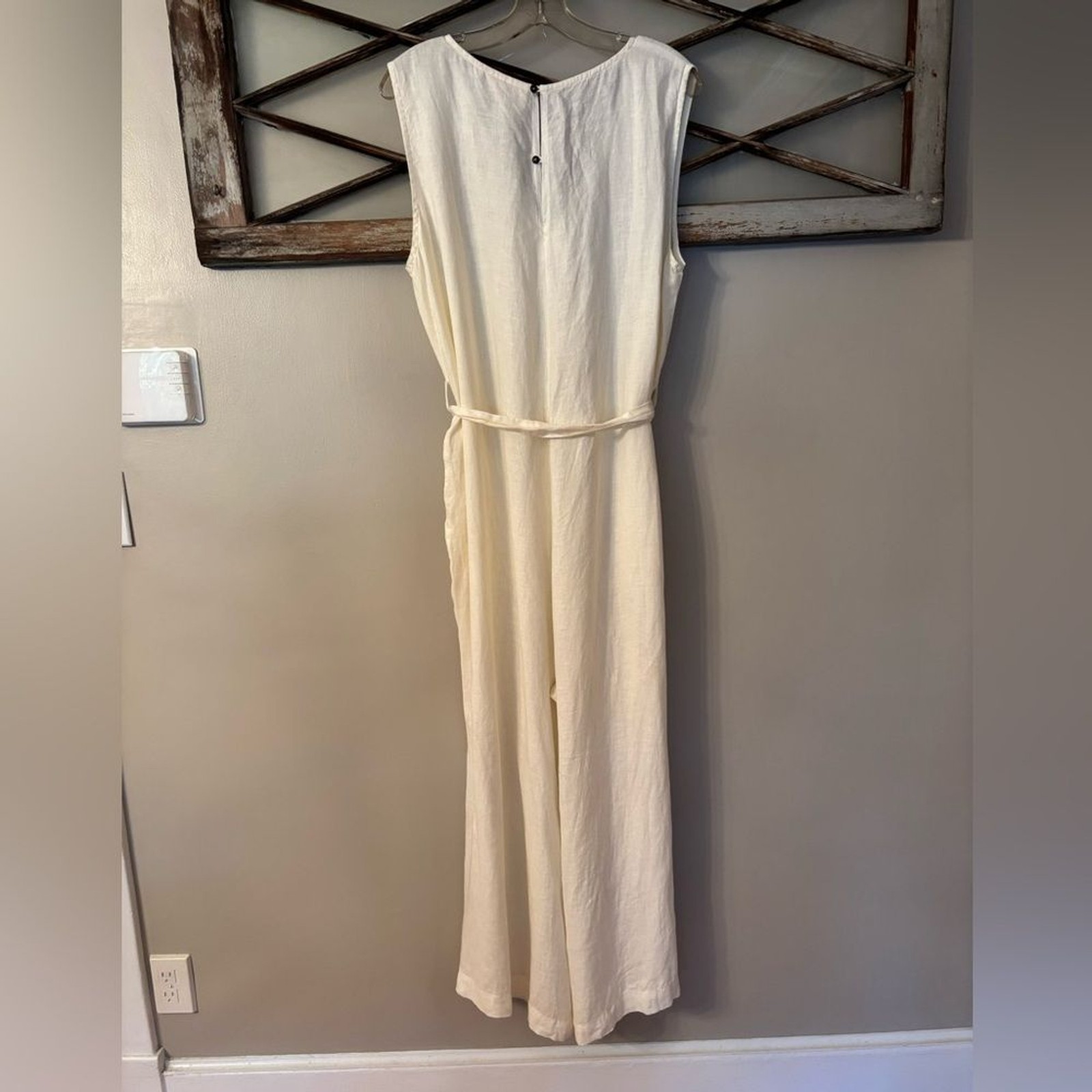 REISTOR SIZE XL2XL OFF WHITE BREAKFAST IN BED WIDE LEG 100% HEMP JUMPSUIT thumbnail 6