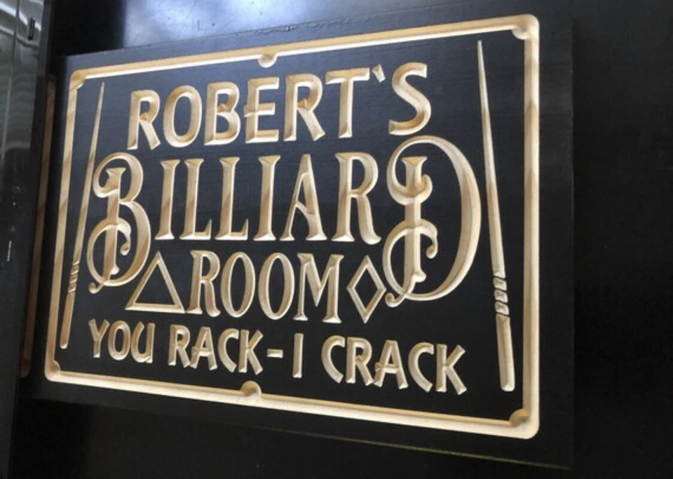 Personalized Billiards Room Pool Hall Gift Custom Carved Wood Plaque - Image 2 of 3