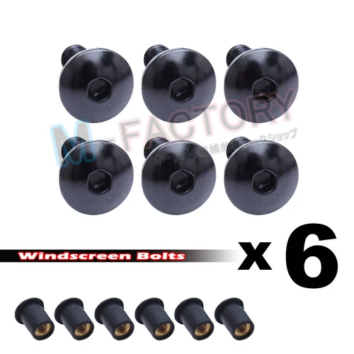 Black Windscreen Bolts Screws Kit 6pcs For Suzuki GSXR 1000 05 06