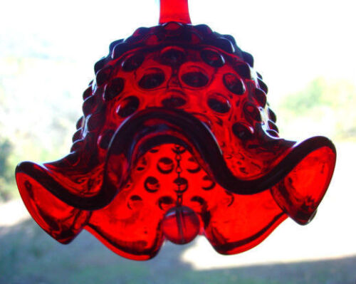 FENTON"30%OFF~GOD BLESS OUR TROOPS"MINT~VINTAGE~70s"RUBY RED"HOBNAIL"6"BELL - Picture 2 of 9