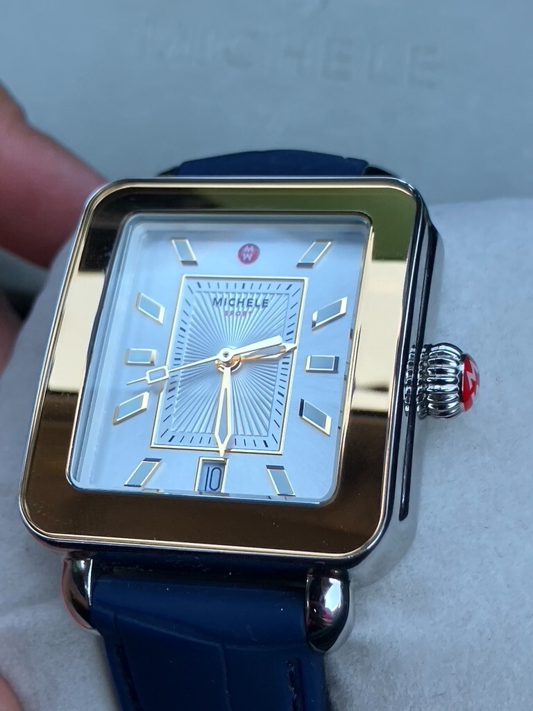 Michele Deco Sport Navy Two-Tone Silicone Women's Watch MWW06K000045