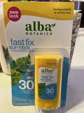 Alba Botanica Fast Fix Sun Stick SPF 30 Broad Spectrum 0.5oz Exp 5/24