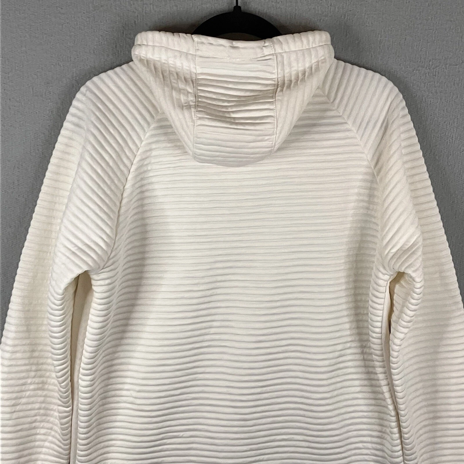 OFF WHITE Felpa con cappuccio Apana donna M bianco avorio con cappuccio manica lunga collo alto vestibilità regolare tinta unita