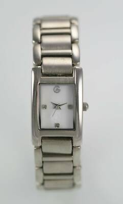George White Damen Edelstahl Silber Quarz Batterie Armbanduhr