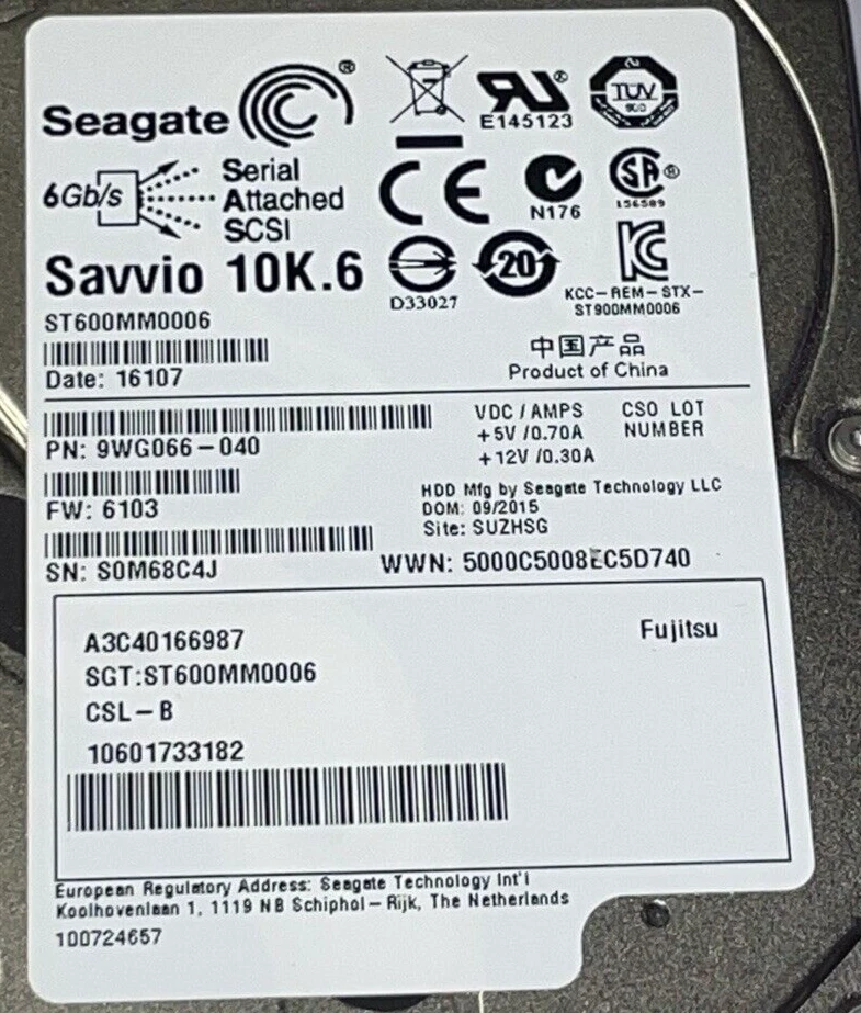 Fujitsu 600 GB 2,5" SAS HDD 10K für Primergy TX1330 M2, M3A3C40166987 ohne Caddy - Bild 2 von 3