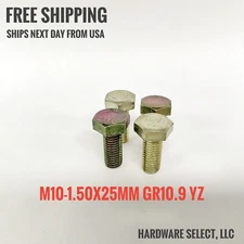 M10 x 1.5 x 25mm Hex Cap Screw Class 10.9, DIN 931/933 Full Thread, YZ, Tap Bolt