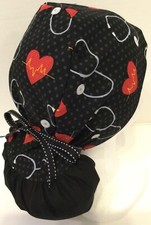 Heart Stethoscope Medical Ponytail Pouch Surgery Scrub Cap c Anesthesiologist