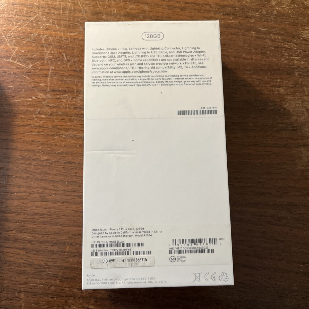 Apple iPhone 7 Plus Empty Original Retail Box 128GB - Black