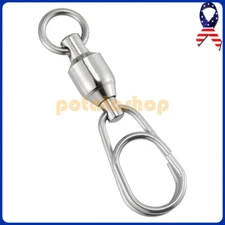 10~60Pcs Fishing Ball Bearing Barrel Swivels with Fast Snap Clip 44-176Lb