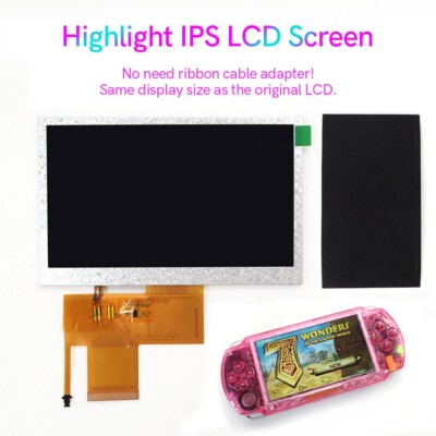 Newest IPS Highlight 4.3 inch LCD Screen Replacements For PSP 1000 1001 Console