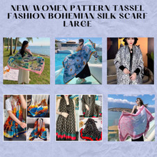 New Women Pattern Tassel Fashion Bohemian Silk Scarf Large