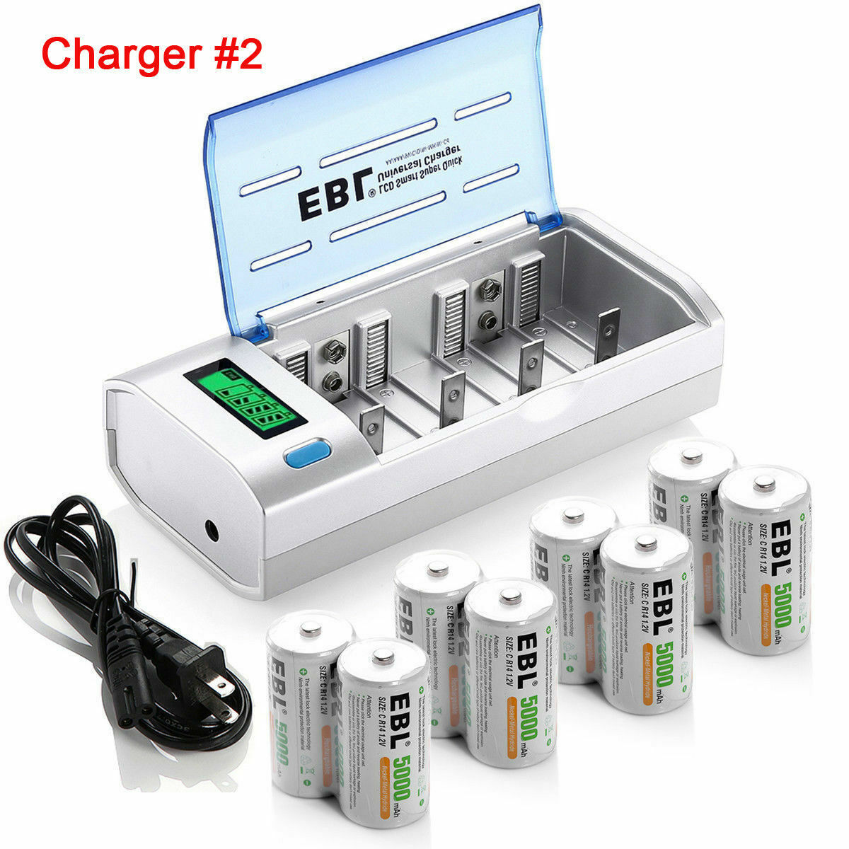 EBL C D Size Rechargeable Batteries C D Cell 1.2V 500Omah-1O