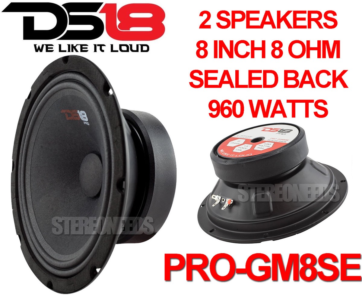 2) DS18 PRO-GM8SE 8 Inch Sealed Back Loud Speaker 8 Ohms 960 Watts