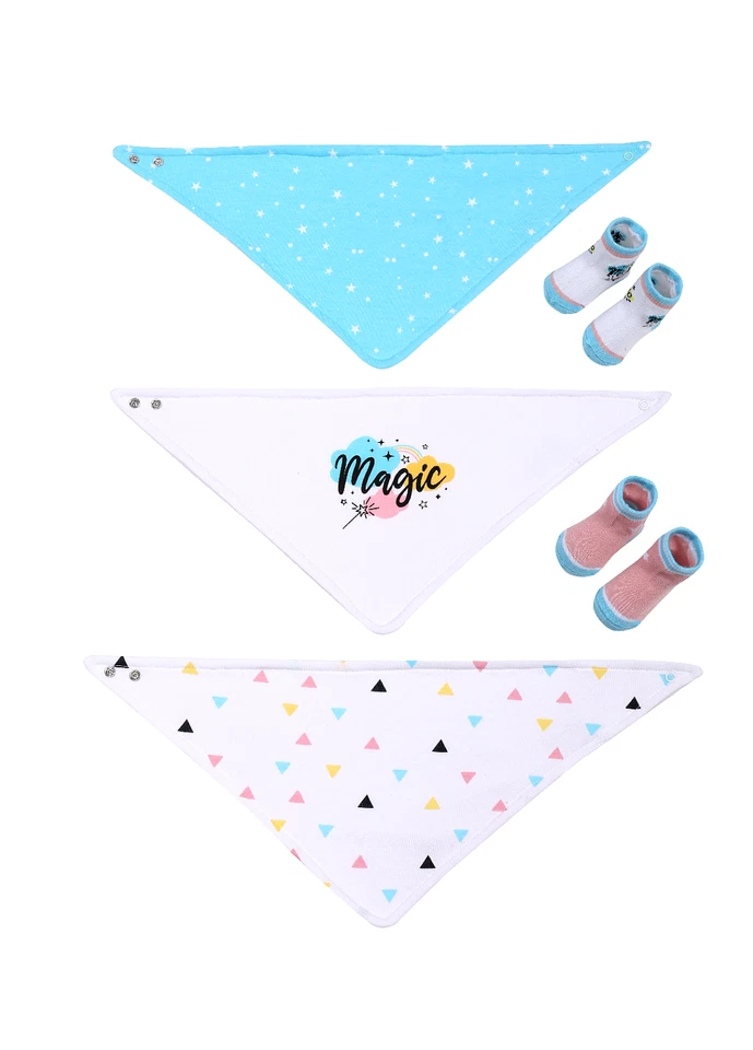 Pack de 3 baberos y calcetines para bebé - Diseño mágico, baberos suaves + 2 pares de calcetines Foto 2 de 2