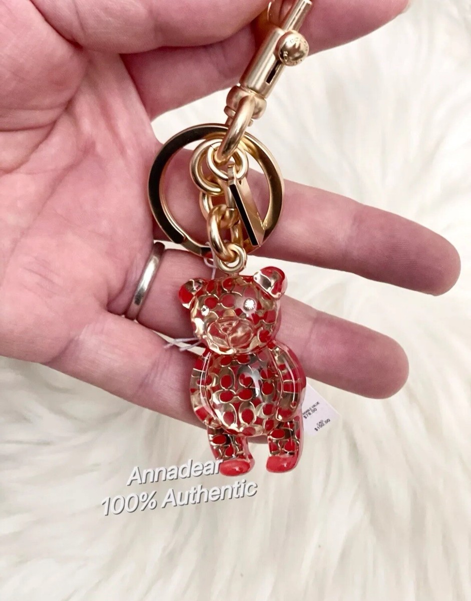 NWT Coach Bear Bag Charm Gold/Wine CK062 | eBay