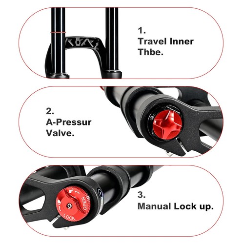 20*4.0/26*4.0 inch MTB Fork 135x9mm Travel Air Supension Fork Snow Front Fork - Picture 6 of 8
