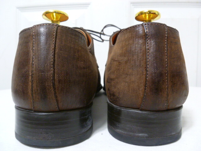 SAOLA SCARPE ELEGANTI DERBY SANTONI UOMO PELLE MARRONE INVECCHIATO MISURA 61 2