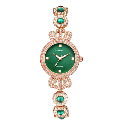 Women’s Green Rhinestone Crown Quartz Fashion Watch Bracelet Analog Wrist Watch Women main image 2