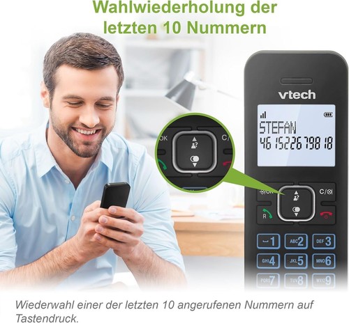 VTech LS1000 DECT Schnurlostelefon Anrufererkennung Freisprechfunktion Hintergru - Afbeelding 3 van 8