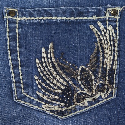 CODE BLEU Jeans Women's 8/28 Blue  Annette Embellished Winged Pockets VTG