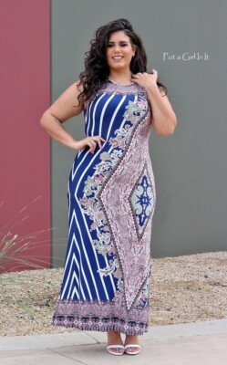 New PLUS SIZE Womens NAVY PINK MAXI TANK BODYCON BOHO DRESS SLIT DRESS 1X  2X 3X | eBay