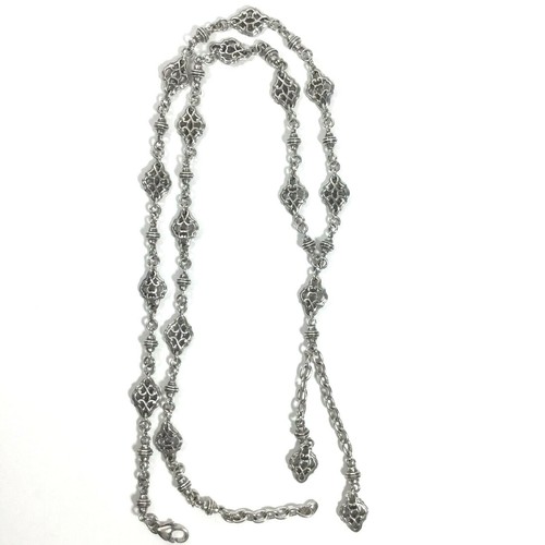 Long Silver Tone Tassel Necklace 