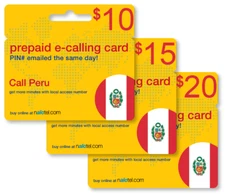 Cheap International calling card for Peru with emailed PIN