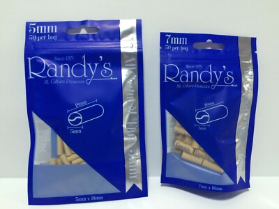 RANDY'S Pre-Rolled Tips 50 count 5mm and 50 count 7mm - 100 NATURAL TIPS TOTAL