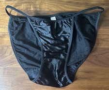 Vtg Victoria's Secret Satin Second Skin String Bikini Panties Size Med