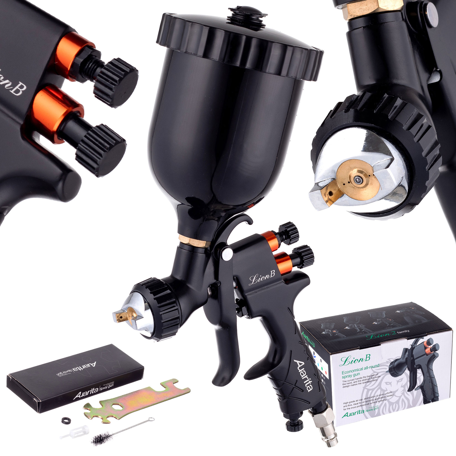 Pistola a spruzzo LVMP LION-B verniciatura 1,7 mm BLACK AUARITA