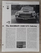 Maserati 3500 G.t.i. Sebring Road Test Brochure C.1963 - Autosport Magazine