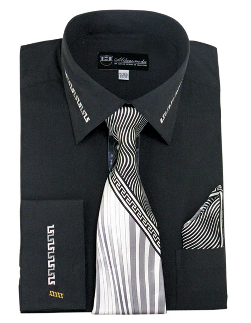French Cuff Black Solid Dress Shirts for Men for sale | eBay