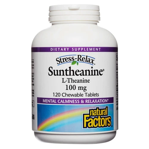Natural Factors Suntheanine 100mg Chewable Tablets, 120ct for Stress Relief
